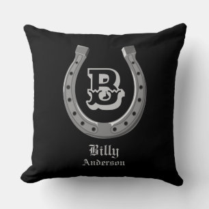 Cowboy Horse Shoe Personalized Monogram Throw Pillow