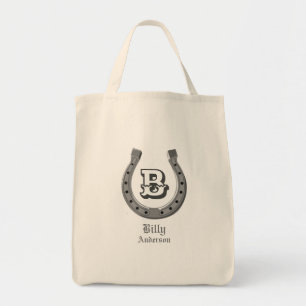 Cowboy Horse Shoe Personalized Monogram Tote Bag