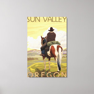 Cowboy & Horse - Sun Valley, Idaho Canvas Print