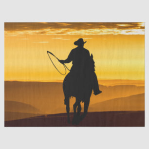 Cowboy Horse Sunset Silhouette Tissue Paper