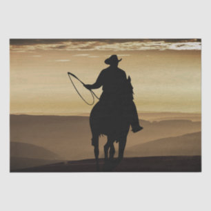 Cowboy Horse Sunset Silhouette Tissue Paper