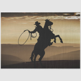 Cowboy Horse Sunset Silhouette Tissue Paper