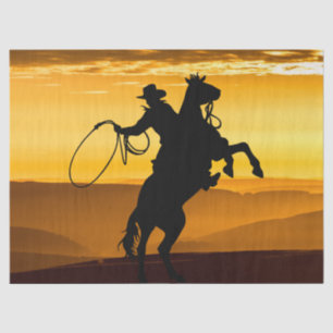 Cowboy Horse Sunset Silhouette Tissue Paper