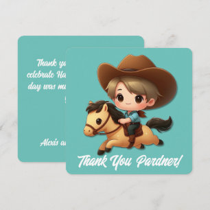 Cowboy & Horse Thank You Birthday Card
