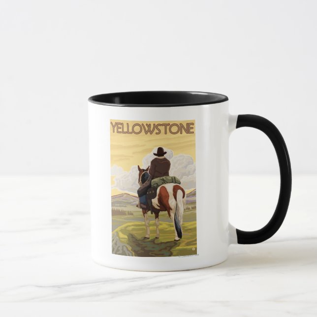 Cowboy & Horse - Yellowstone National Park Mug (Right)