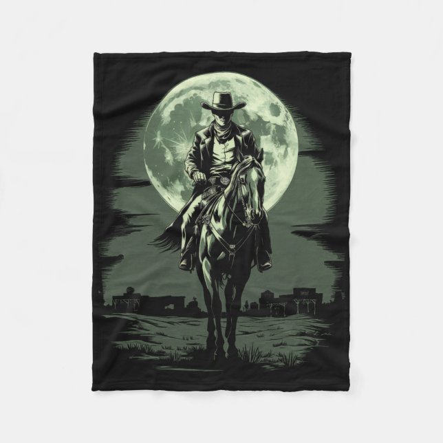 Cowboy Horseck Riding Saloon Gunfight Sheriff  Fleece Blanket (Front)