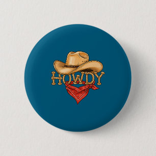 Cowboy Howdy Rope Hat Bandana Western Rodeo Design 2 Inch Round Button