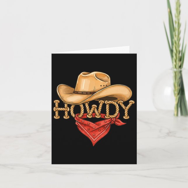 Cowboy Howdy Rope Hat Bandana Western Rodeo Design Card (Front)