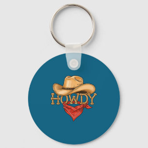 Cowboy Howdy Rope Hat Bandana Western Rodeo Design Keychain