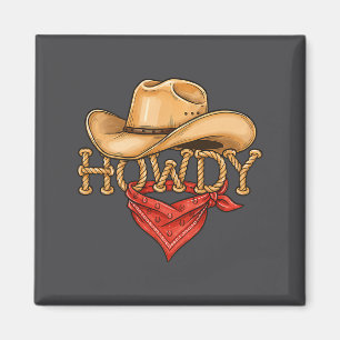 Cowboy Howdy Rope Hat Bandana Western Rodeo Design Magnet