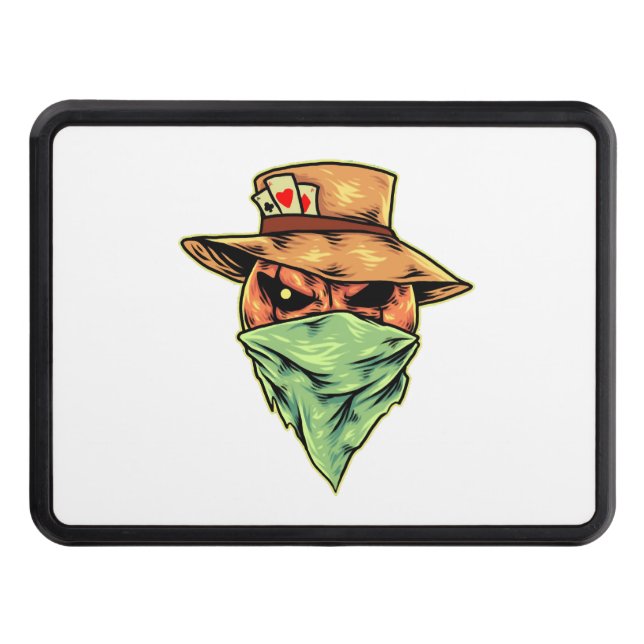 cowboy in halloween trailer hitch cover (Front)