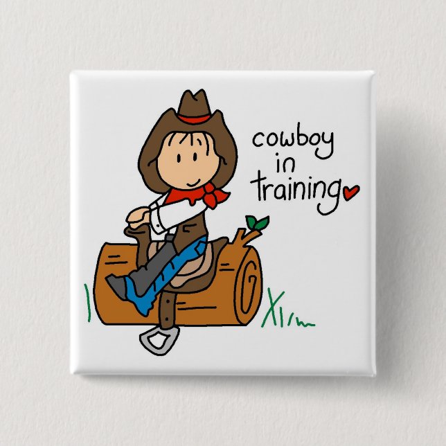 Cowboy in Training Tshirts and Gifts 2 Inch Square Button (Front)