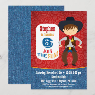 Cowboy Invitation Anniversaire Garçon Rodeo Wester
