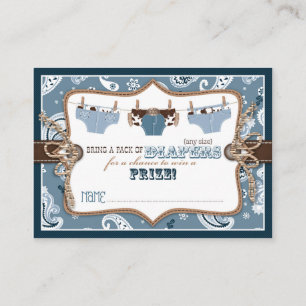 Cowboy Jeans and Chaps Diaper Raffle Ticket Enclosure Card