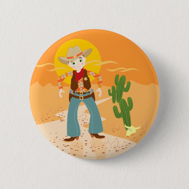Cowboy kid birthday party 2 inch round button (Front)