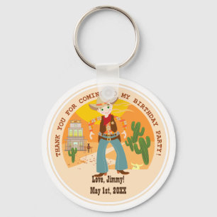 Cowboy kid birthday party keychain