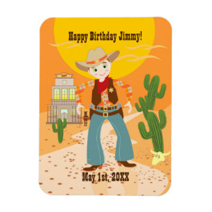 Cowboy kid birthday party magnet