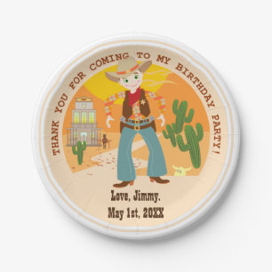 Cowboy kid birthday party paper plate
