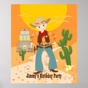 Cowboy kid birthday party poster