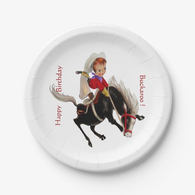 Cowboy Kid Party Paper Plate (Front)