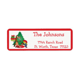 Cowboy Kids And Horse Cartoon Holiday Labels