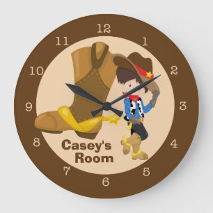 Cowboy Kids Room Large Clock