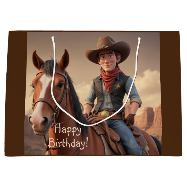 Cowboy Large Gift Bag (Front)