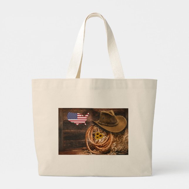 Cowboy Large Tote Bag (Back)