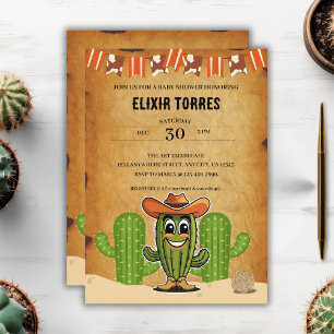 Cowboy Little Cactie Cactus Baby Shower Invitation
