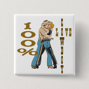 Cowboy Love 2 Inch Square Button