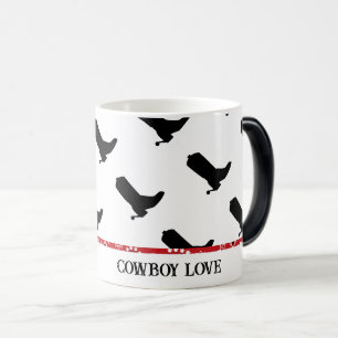 Cowboy Love Boots Silhouette Pattern Red Bandana Magic Mug