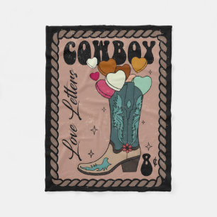 Cowboy Love Letter, Retro Valentine, Howdy Western Fleece Blanket