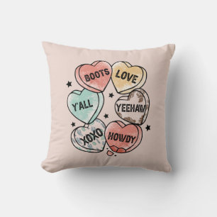 Cowboy Love - Western Hearts Throw Pillow