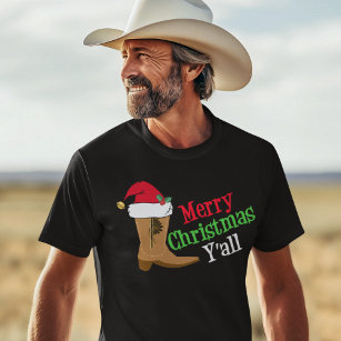 Cowboy Merry Christmas Yall T-Shirt