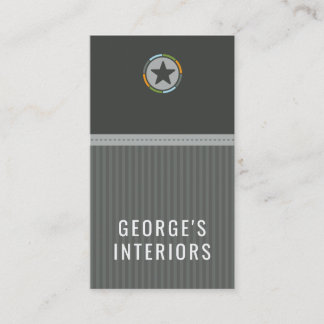 COWBOY modern lone star emblem logo grey silver Business Card