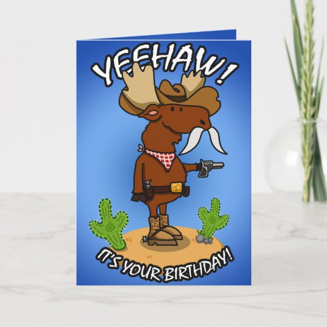 Cowboy Moose Birthday Card (Front)
