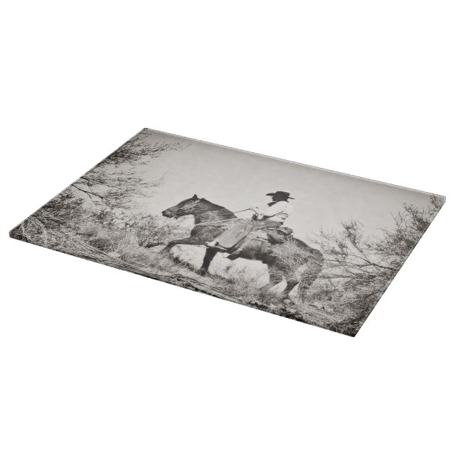 Cowboy occidental de verre de planche à découper (Coin)