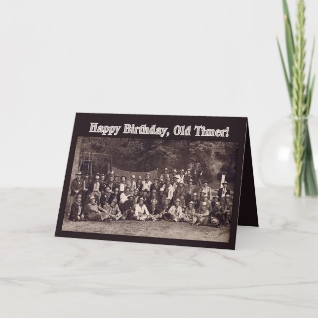 Cowboy Old Timers Happy Birthday Card (Front)