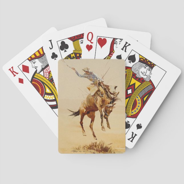 Cowboy on a Bucking Horse #2 by Edward Borein Playing Cards (Back)