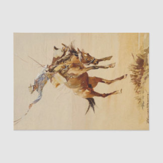 Cowboy on a Bucking Horse #2 by Edward Borein Tissue Paper