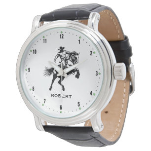 Cowboy on a Horse Black Numerals Watch