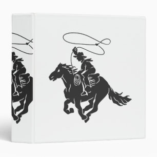 Cowboy on bucking horse running with lasso binder