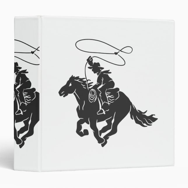 Cowboy on bucking horse running with lasso binder (Front/Spine)
