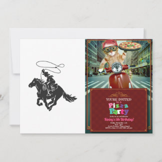 Cowboy on bucking horse running with lasso invitation