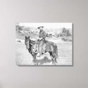 Cowboy on His Horse PhotographSouth Dakota Canvas Print