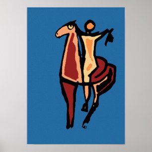 Cowboy on Horse Abstract 2 Poster