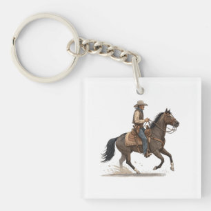 Cowboy On Horse Keychain