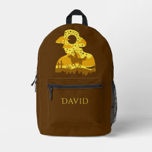Cowboy on Horse Lasso Brown Personalized Printed Backpack