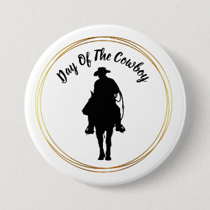 Cowboy on Horse Silhouette Button