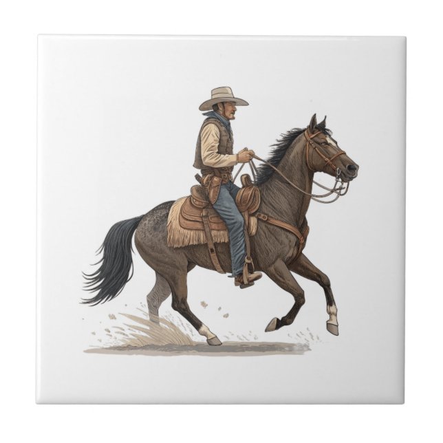 Cowboy On Horse Tile (Front)